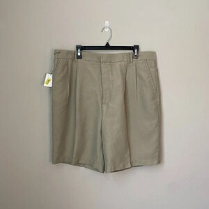 NWT Greg Norman Men's Size 40 8" Pleated Golf Performance Khaki Chino Shorts